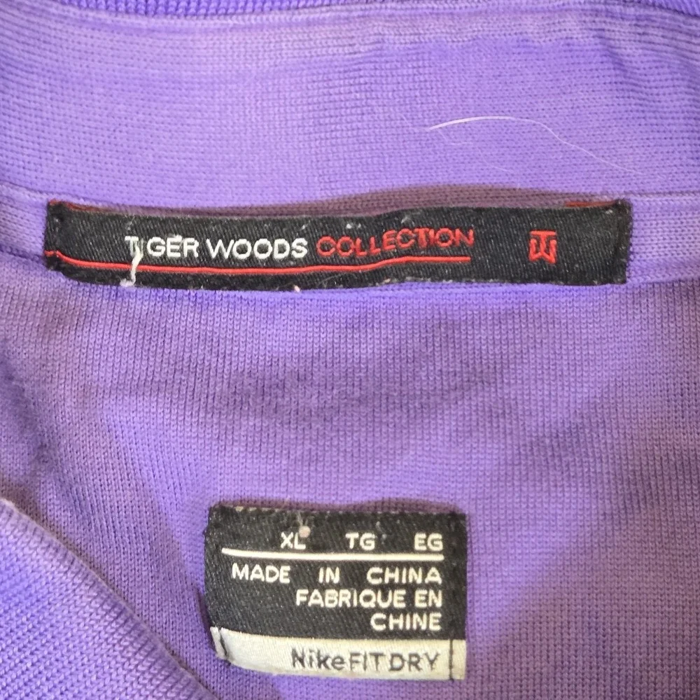 Vintage Nike Tiger Woods Polo Shirt Mens XL Purple Stripe